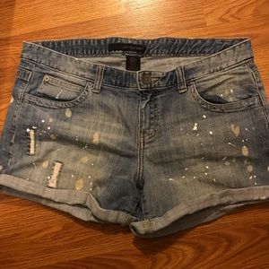 Calvin Klein paint splatter denim shorts